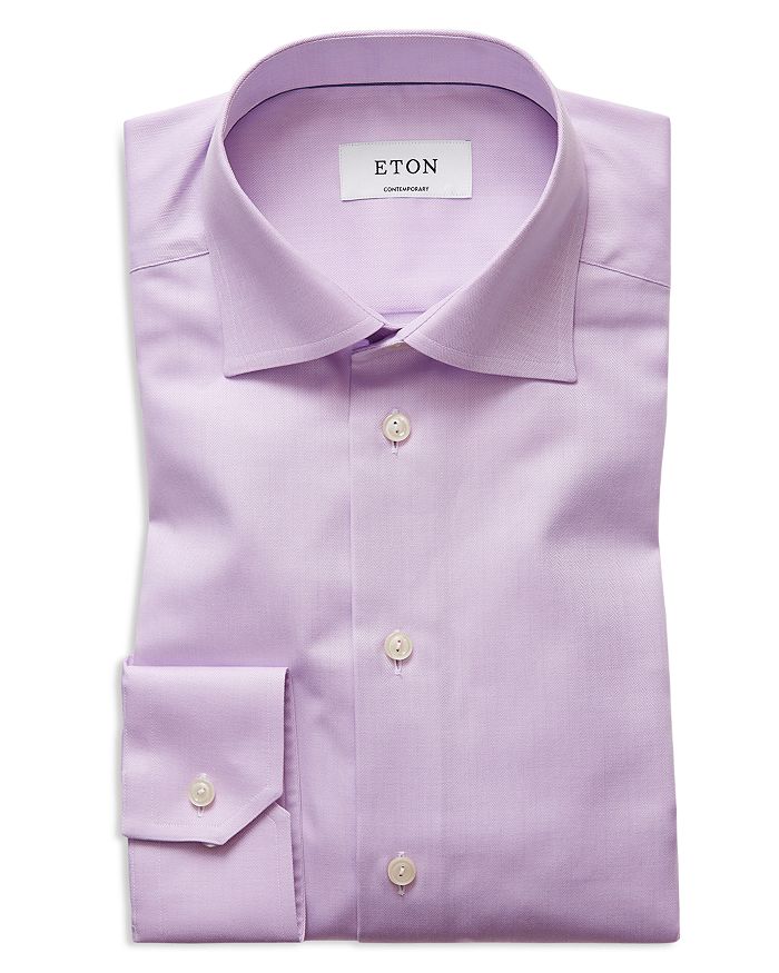 Eton Herringbone Solid Regular Fit Dress Shirt | Bloomingdale's