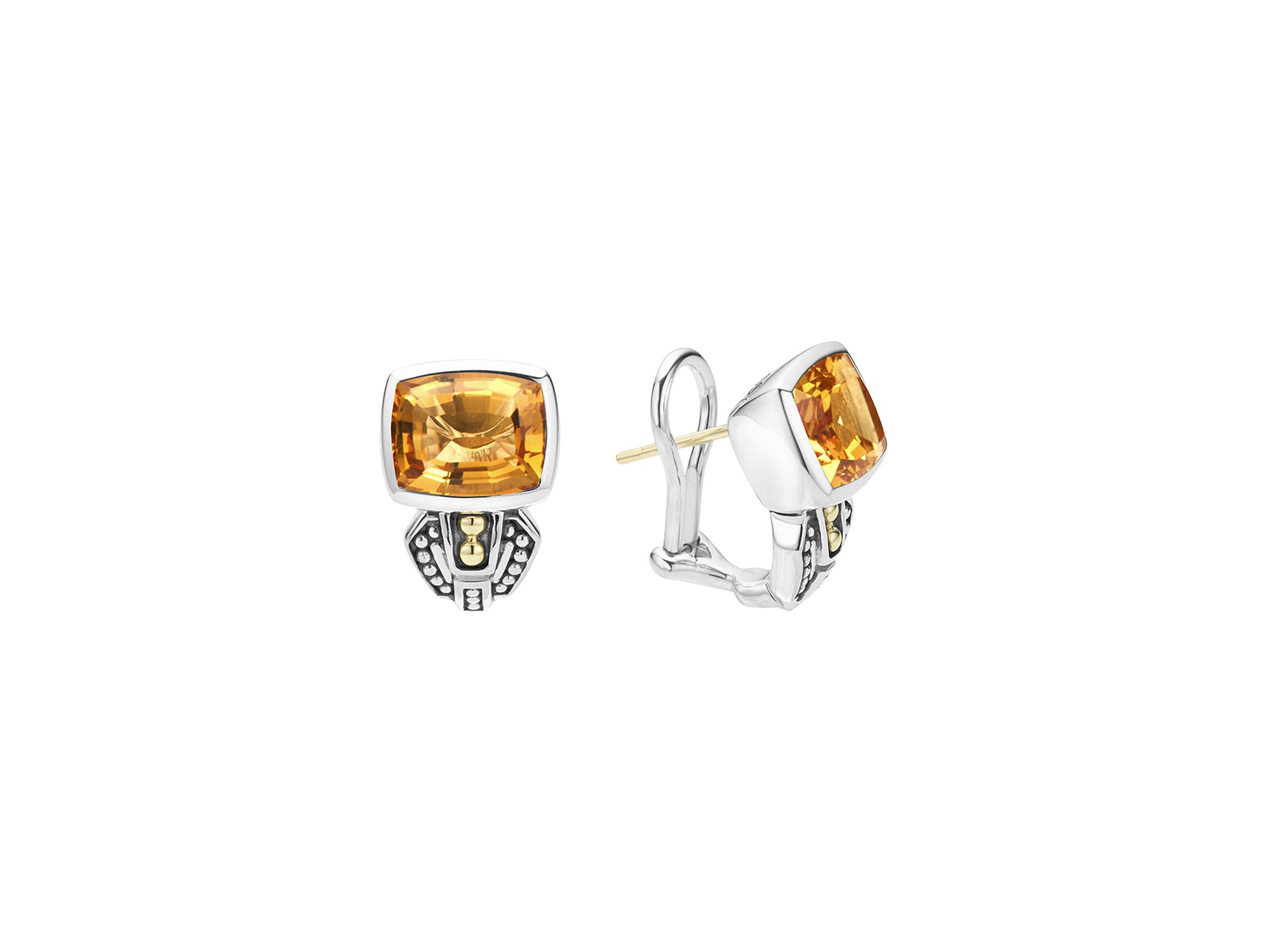18K Gold and Sterling Silver Rittenhouse Stud Gemstone Huggie Drop Earrings — Image 4