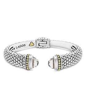 LAGOS - 18K Gold and Sterling Silver Caviar Color White Topaz Cuff Bracelets