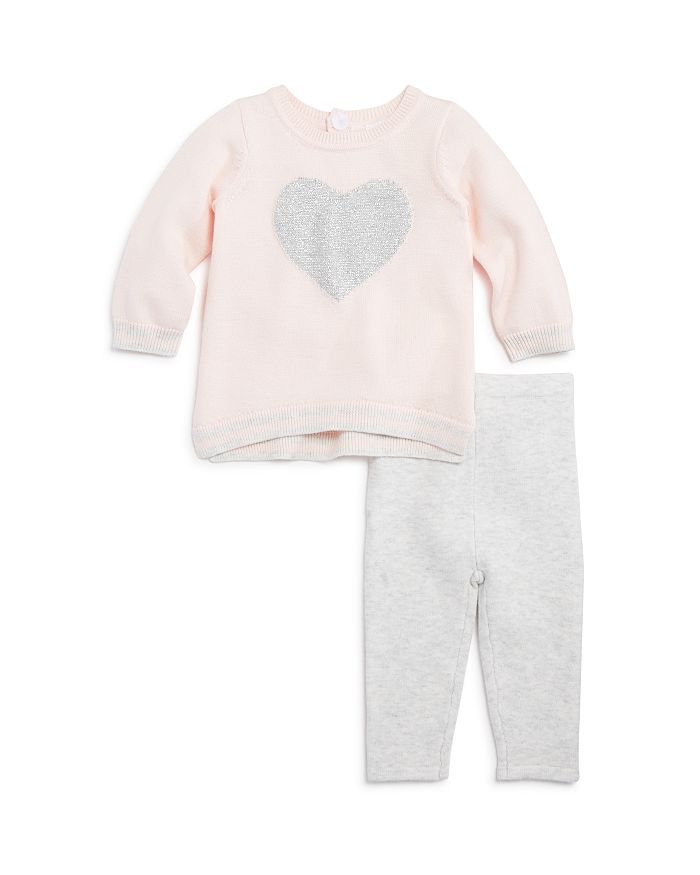 Bloomie's Girls' Heart Sweater & Leggings Set, Baby - 100% Exclusive In Pink/gray