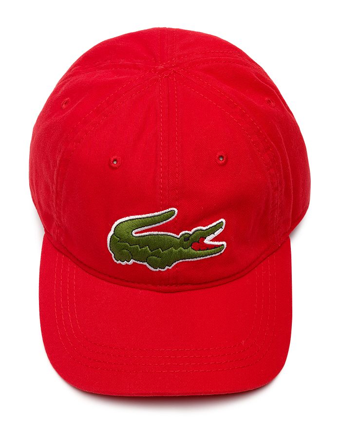 Lacoste Big Croc Gabardine Cap In Red