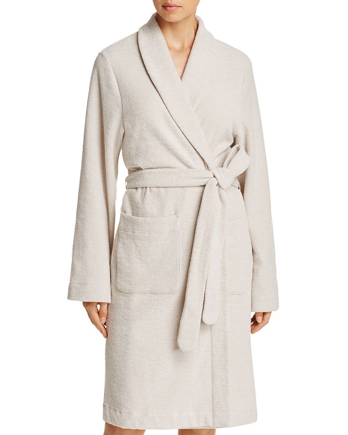 Shop Hanro Plush Wrap Robe In Moonlight