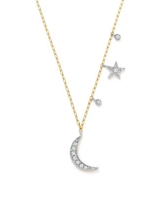 Meira T 14K White and Yellow Gold Diamond Moon and Star Pendant ...