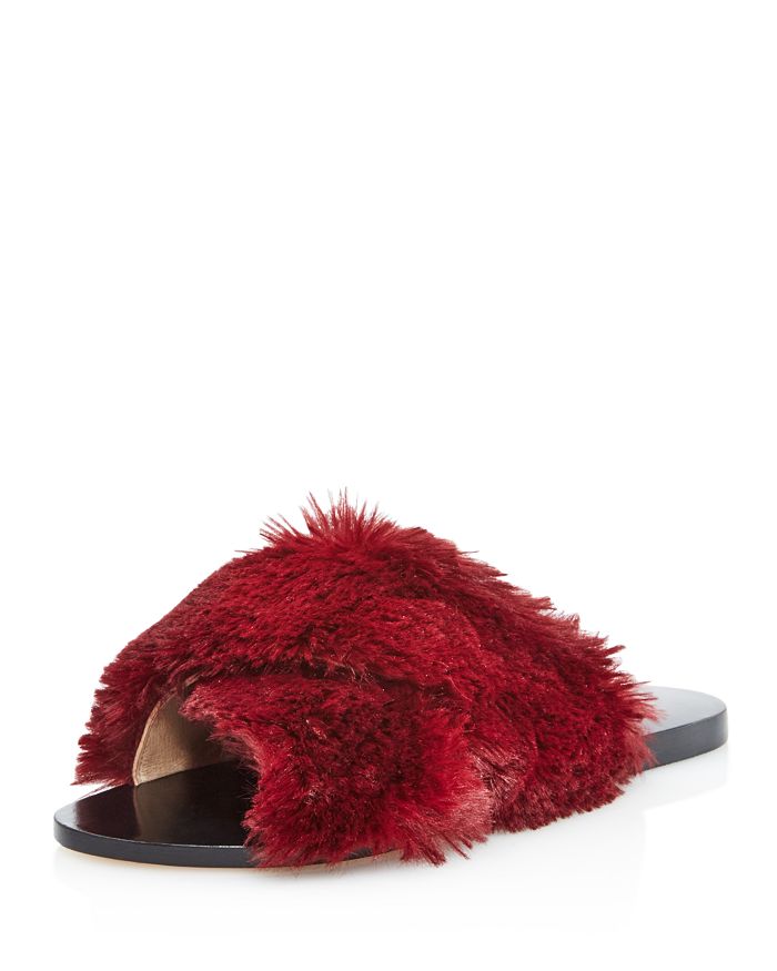 BOSS - Faux-fur slides with monogram outsole