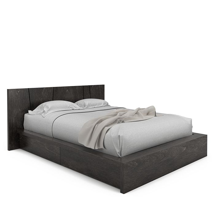 Huppe Silk Queen Bed With Storage Drawers For Each Side In Birch Charcoal