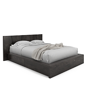 Huppe Silk Queen Bed With Storage Drawers For Each Side In Charcoal Birch