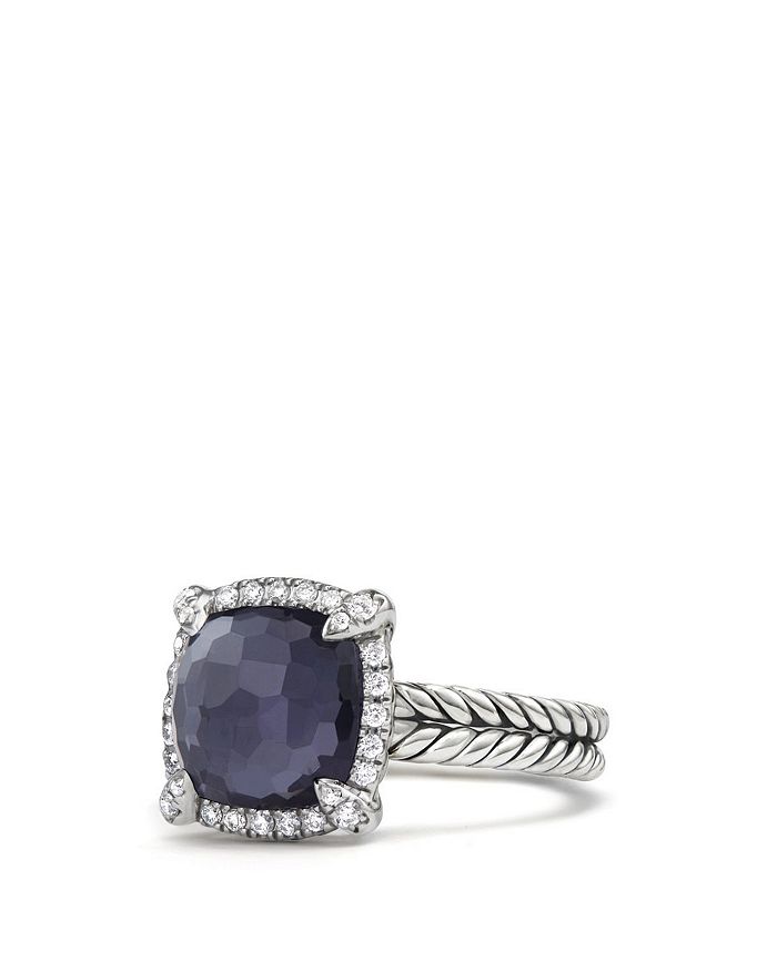 DAVID YURMAN CHATELAINE PAVE BEZEL RING WITH BLACK ORCHID AND DIAMONDS,R12747DSSAAHDI7