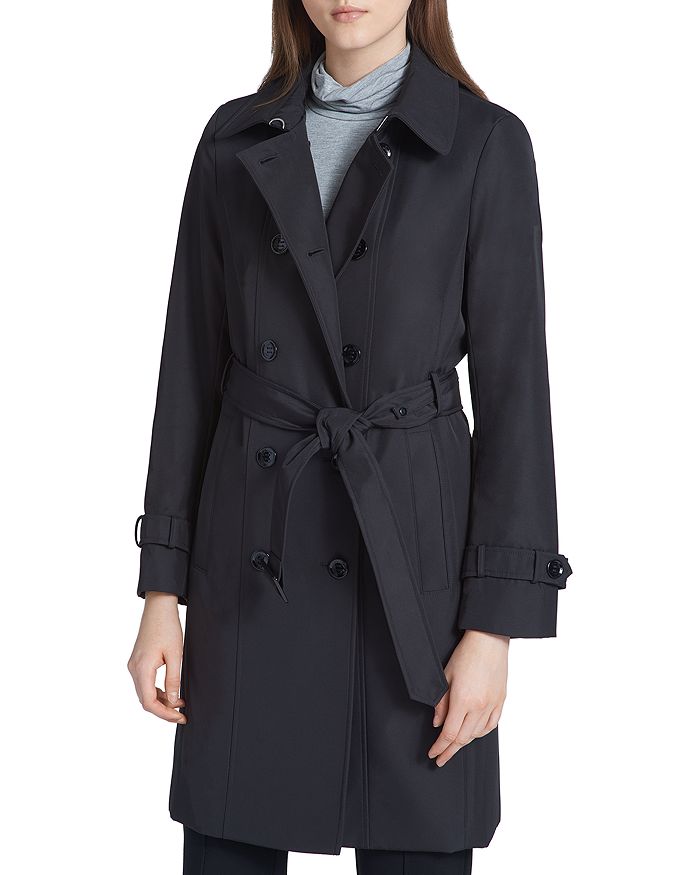 Calvin Klein Tie-waist Trench Coat In Black