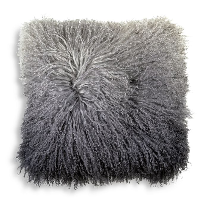 Shop Michael Aram Dip Dye Curly Sheepskin Pillow, 18 X 18 In Charcoal