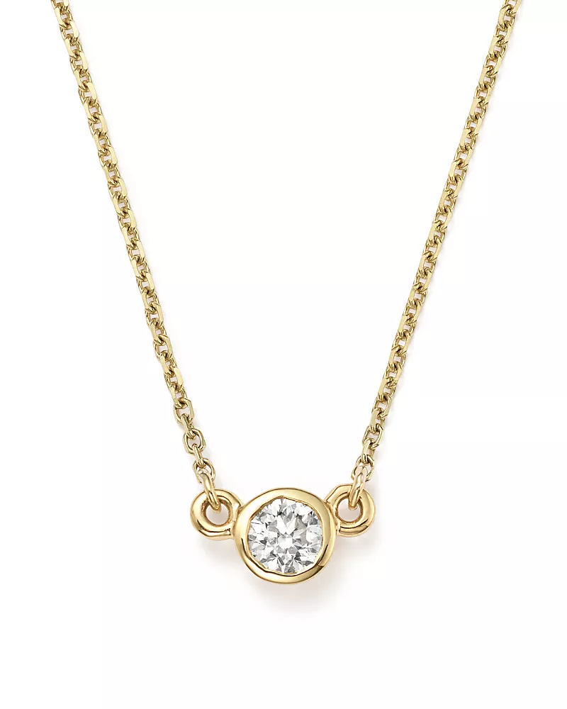 Diamond Bezel Pendant Necklace in 14K Yellow Gold, 0.25 tcw
