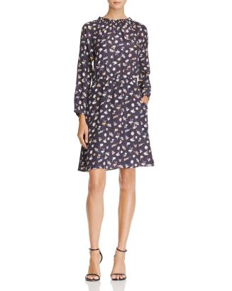 REBECCA TAYLOR Silk Blend Fleur Ruffle Dress