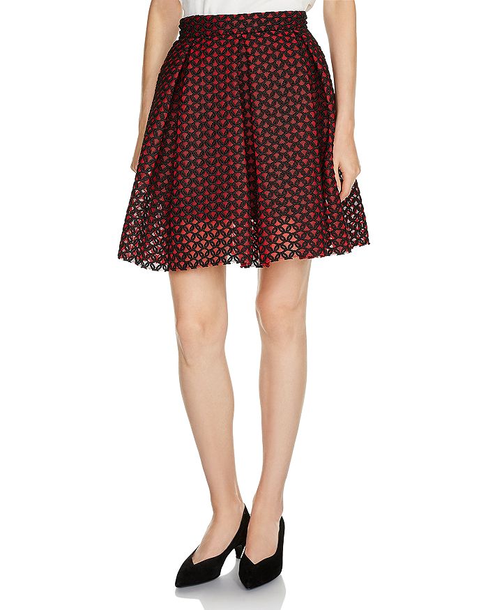 Maje Juliette Pleated Embroidered Mesh Skirt | Bloomingdale's