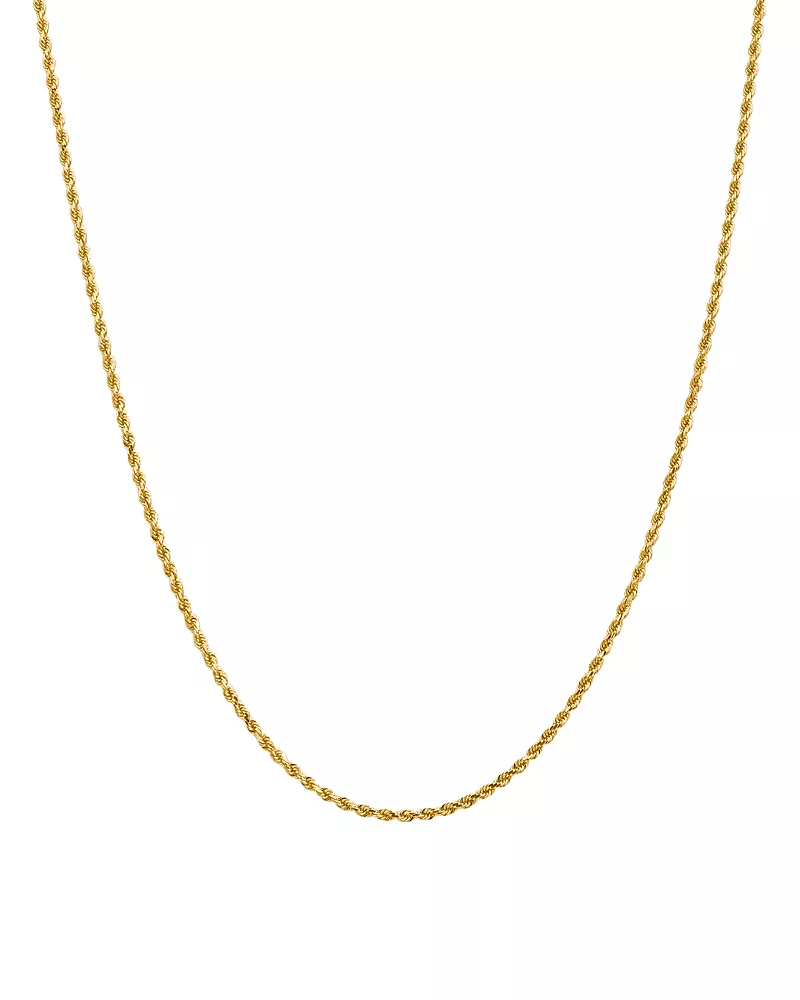Bloomingdale's Fine Collection Men's 14K Yellow Gold 2mm Diamond Cut Rope Chain Necklace, 18
