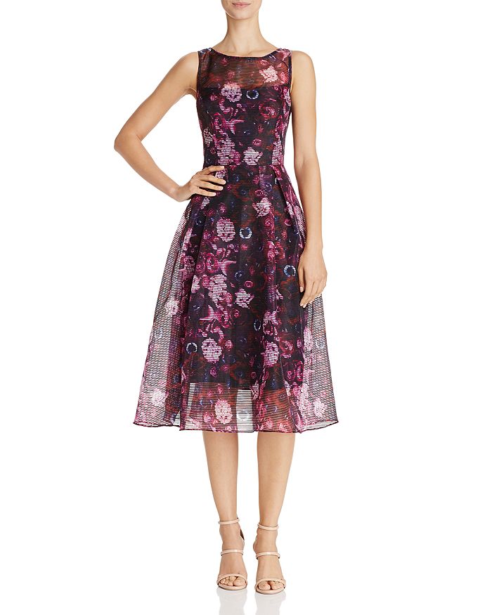 Adrianna Papell Floral-Print Fit-and-Flare Dress | Bloomingdale's