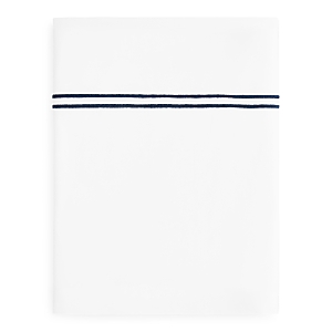 Sferra Grande Hotel Flat Sheet, Full/queen In White/navy Blue