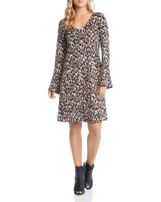 leopard print bell sleeve dress