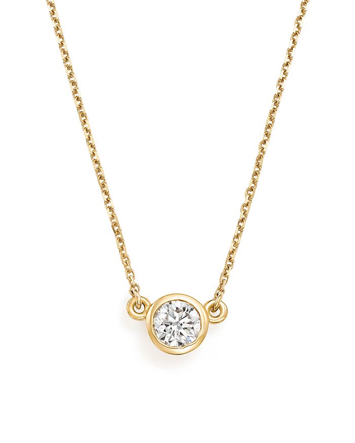 Bloomingdale's Diamond Bezel Pendant Necklace In 14k Yellow Gold, .50 Ct. T.w. - 100% Exclusive In White/gold