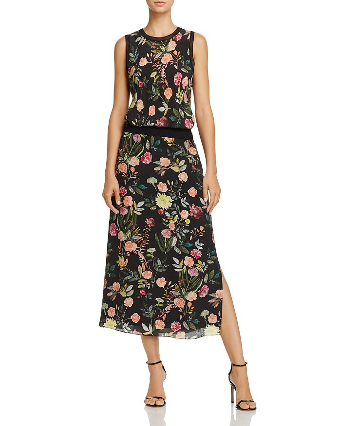 Theory Lewie Floral Silk Midi Dress | Bloomingdale's