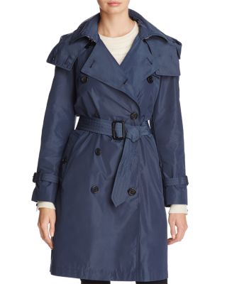 amberford taffeta trench coat with detachable hood