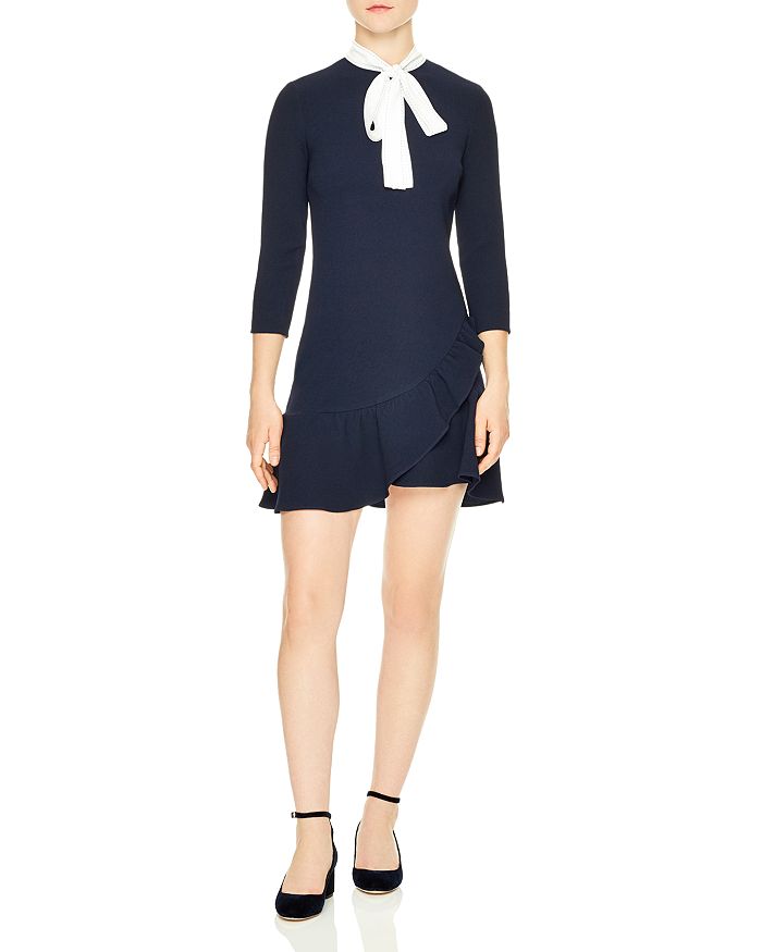 Sandro Ghalia Tie Neck Dress Bloomingdale s