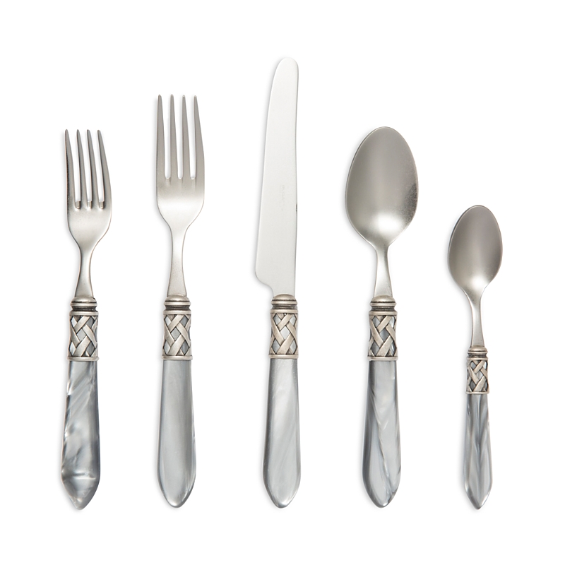 Vietri Aladdin Antique Five Piece Place Setting In Light Gray