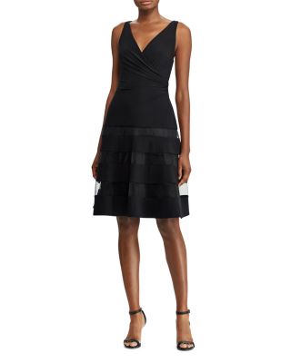 ralph lauren tulle panel jersey gown