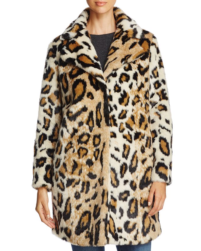 cupcakes and cashmere Abeni Leopard Print Faux Fur Coat