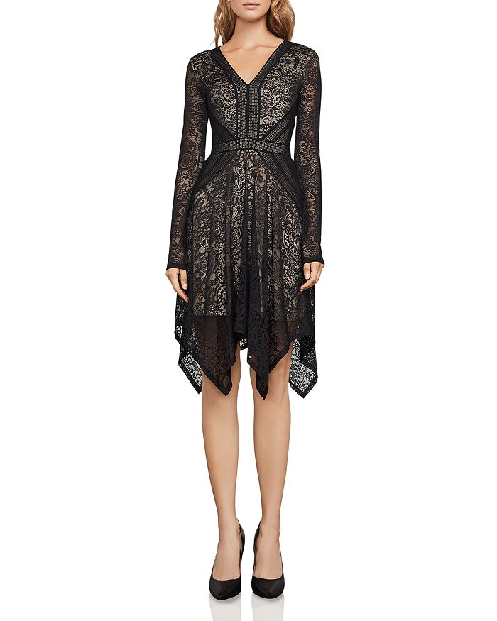 Bcbg floral top lace handkerchief dress