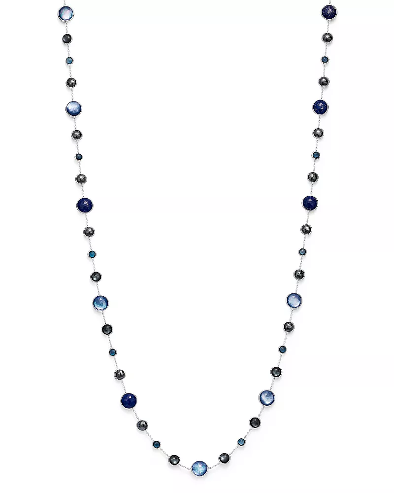 Ippolita Sterling Silver Lollipop Lapis Doublet, London Blue Topaz & Hematite Necklace in Eclipse, 36
