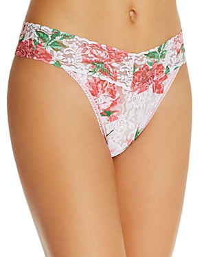 Hanky Panky Blushing Rose Original-rise Floral Lace Thong In Blushing Rose