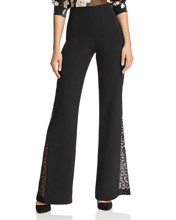 Alice and Olivia Mandy Lace-Inset Flared Pants | Bloomingdale's