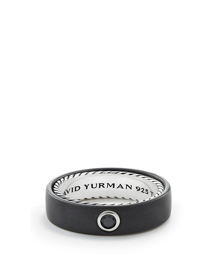 DAVID YURMAN MEN'S STREAMLINE BAND RING WITH BLACK DIAMOND,R25039MTBABD10