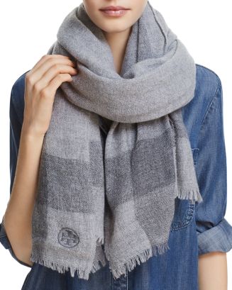 Tory Burch Solid Cashmere Logo Scarf | Bloomingdale's