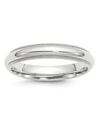Men's 4mm Milgrain Comfort Fit Band in 14K White Gold 