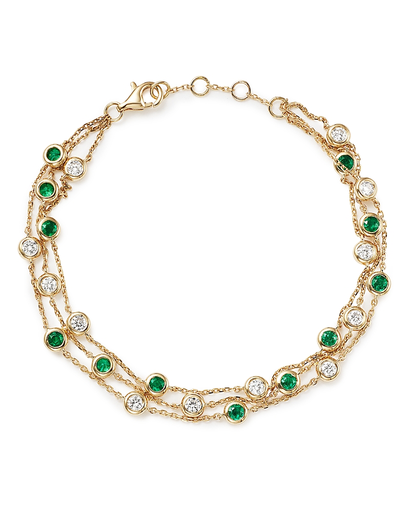 Bloomingdale's Fine Collection Emerald & Diamond Station Bracelet in 18K Yellow Gold