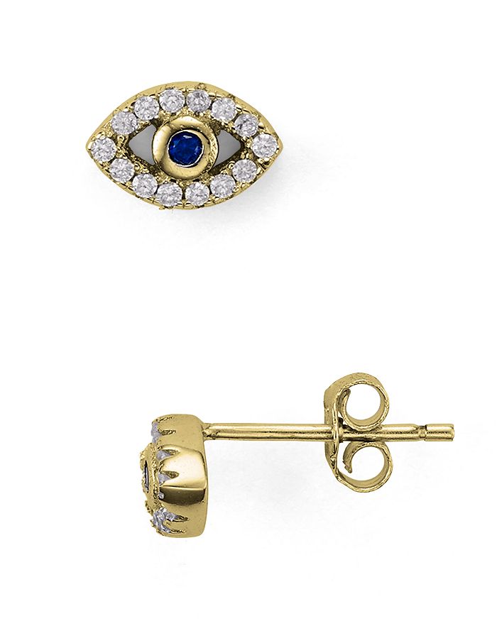 Aqua Sterling Silver Evil Eye Stud Earrings - 100% Exclusive In Gold