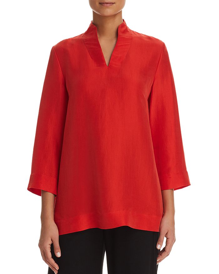 Eileen Fisher Silk Stand-Collar Top | Bloomingdale's
