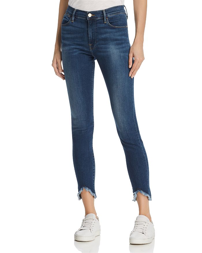 FRAME LE HIGH SKINNY TRIANGLE HEM JEANS IN SULHAM,LHSKTR184