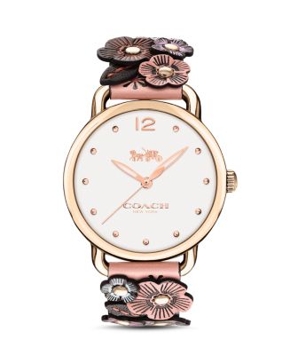 Authentic Coach Delancey Pink Leather Watch Coach Delancey White Dial Pink Leather Strap Watch for Women main image 4