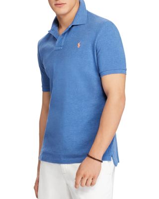 custom slim fit mesh short sleeve polo shirt in deco blue