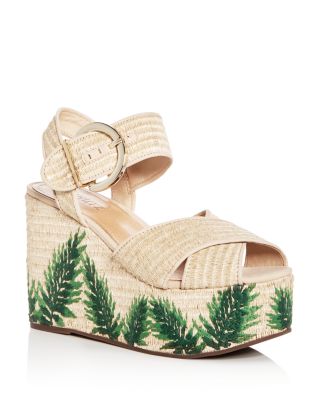 SCHUTZ Women's Feray Raffia Platform Wedge Sandals Bloomingdale's