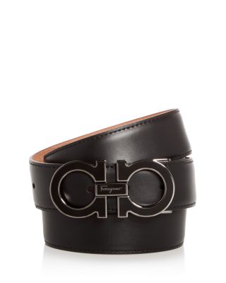 Enamel Double Gancini Leather Belt 