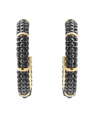 Gold & Black Caviar Collection 18K Gold & Ceramic Hoop Earrings