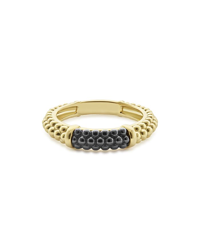 Shop Lagos Gold & Black Caviar Collection 18k Gold & Ceramic Ring