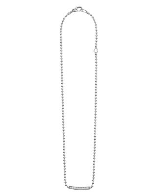 Sterling Silver Caviar Spark Diamond Bar &amp; Ball Chain Necklace, 16&amp;quot;