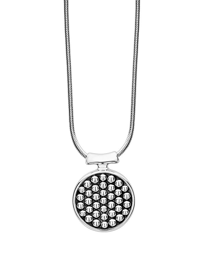 LAGOS STERLING SILVER BOLD CAVIAR ROUND PENDANT NECKLACE, 16,04-81029-ML