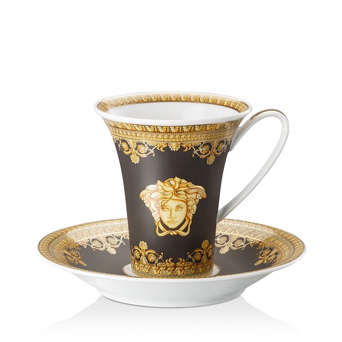 VERSACE BY ROSENTHAL I LOVE BAROQUE NERO COFFEE CUP & SAUCER,19325-403653-14740