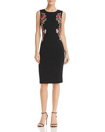 Adrianna Papell Knit Crepe Embroidered Dress | Bloomingdale's