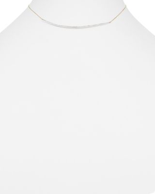 Sterling Silver & 14K Yellow Gold Pav&eacute; Diamond Curve Choker Necklace, 13"