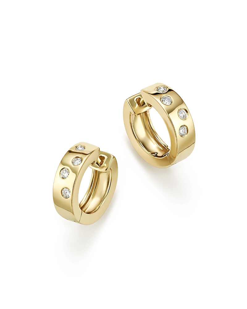 Bloomingdale's Fine Collection Diamond Huggie Hoop Earrings In 14K Yellow Gold, 0.20 tcw
